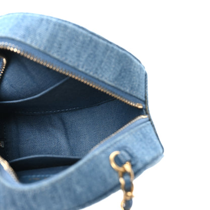 Chanel Denim Quilted Round Pearl Crush Clutch With Chain Blue 5 of 10