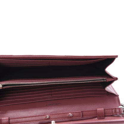 Saint Laurent Grain De Poudre Matelasse Chevron Monogram Chain Wallet Blush Fonce 5 of 10