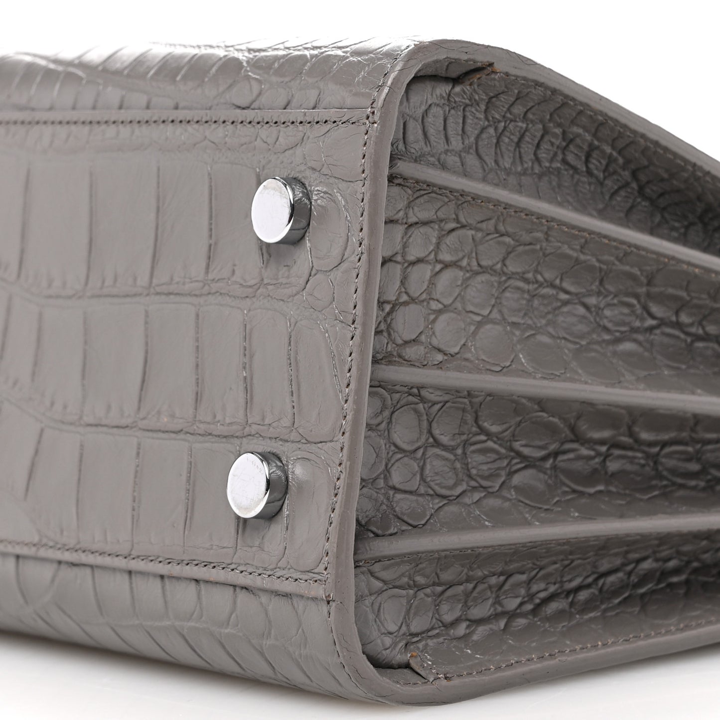 Calfskin Crocodile Embossed Baby Sac De Jour Fog