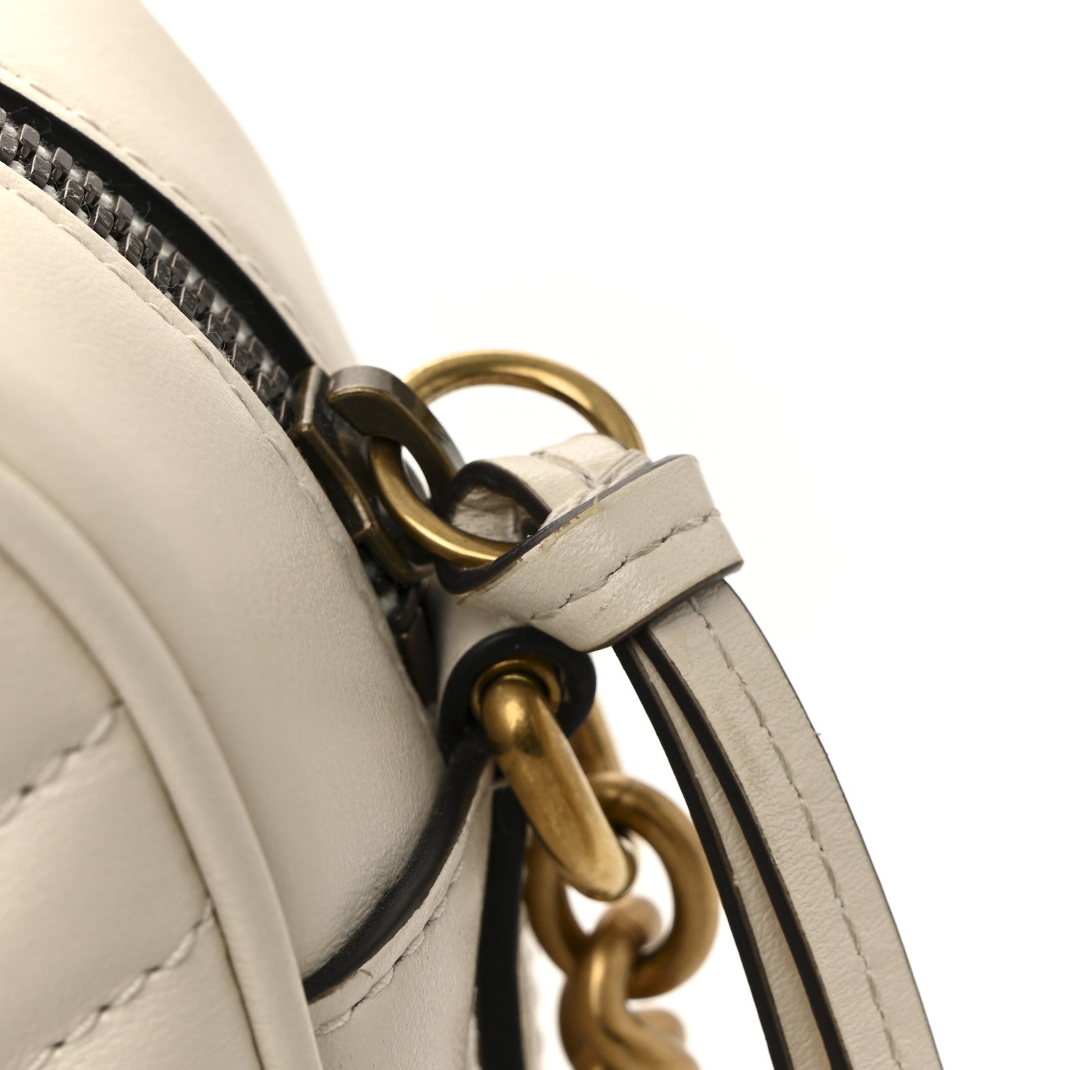 Gucci Calfskin Matelasse Small GG Marmont Chain Shoulder Bag White 14 of 14