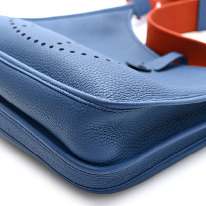 Hermes Taurillon Clemence Evelyne III PM Bleu Agate Cuivre 10 of 10