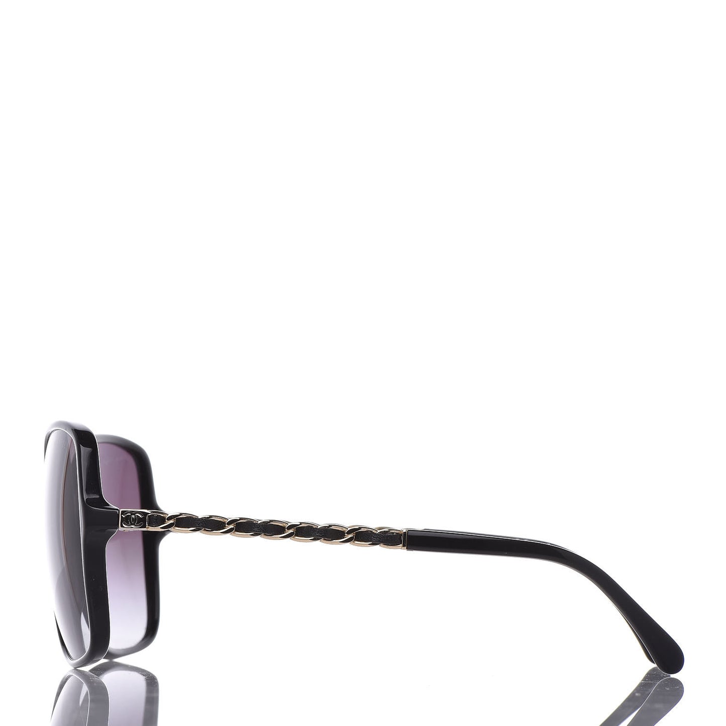 Lambskin Square Chain Sunglasses 5210-Q Black