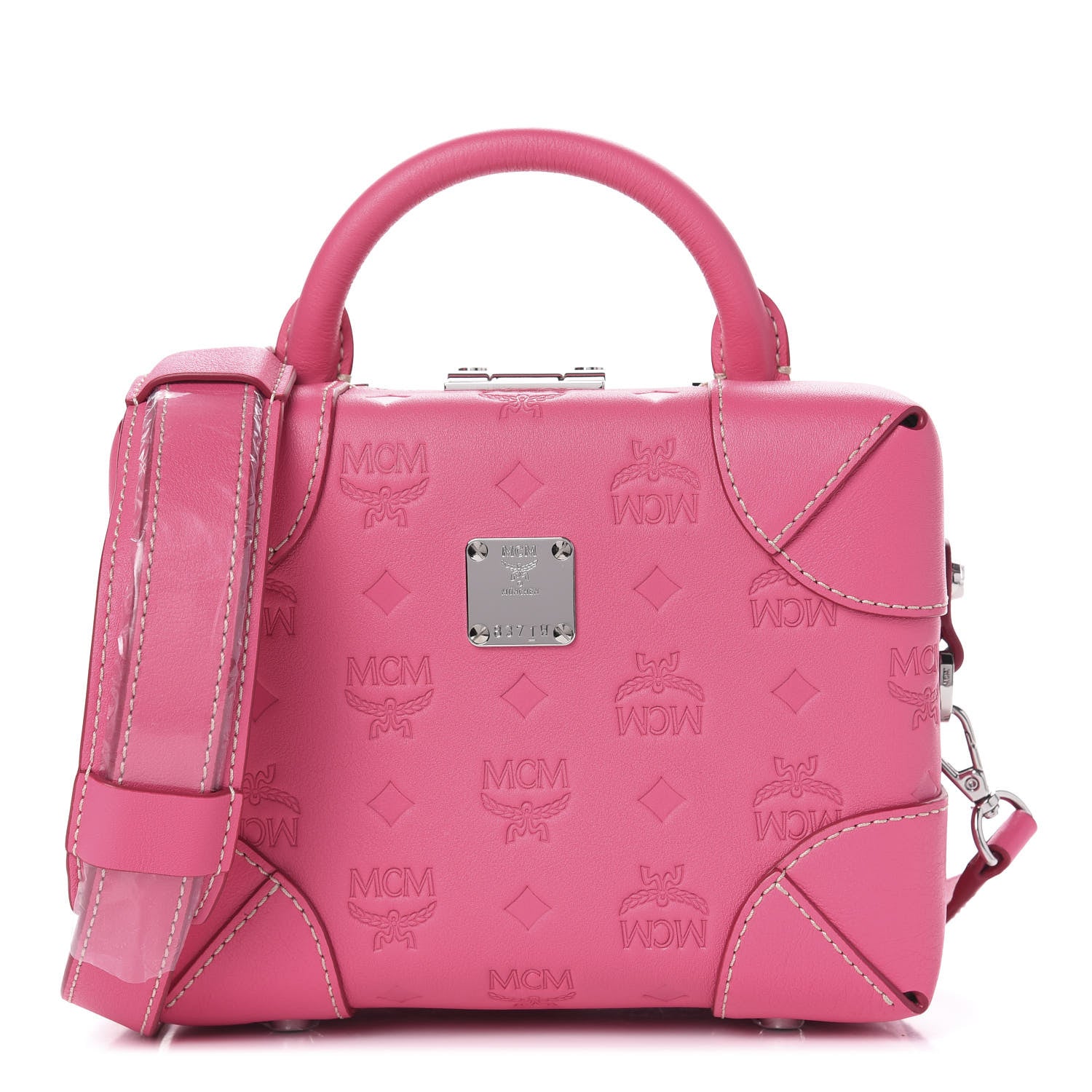 MCM Calfskin Ottomar Monogram Small Berlin Crossbody Sugar Pink 1 of 8