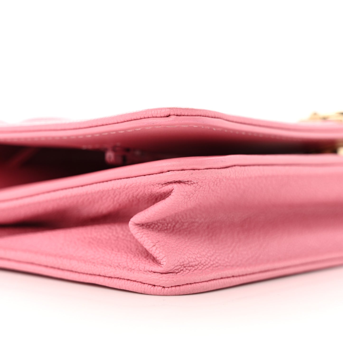 Caviar Quilted Boy Wallet On Chain WOC Light Pink