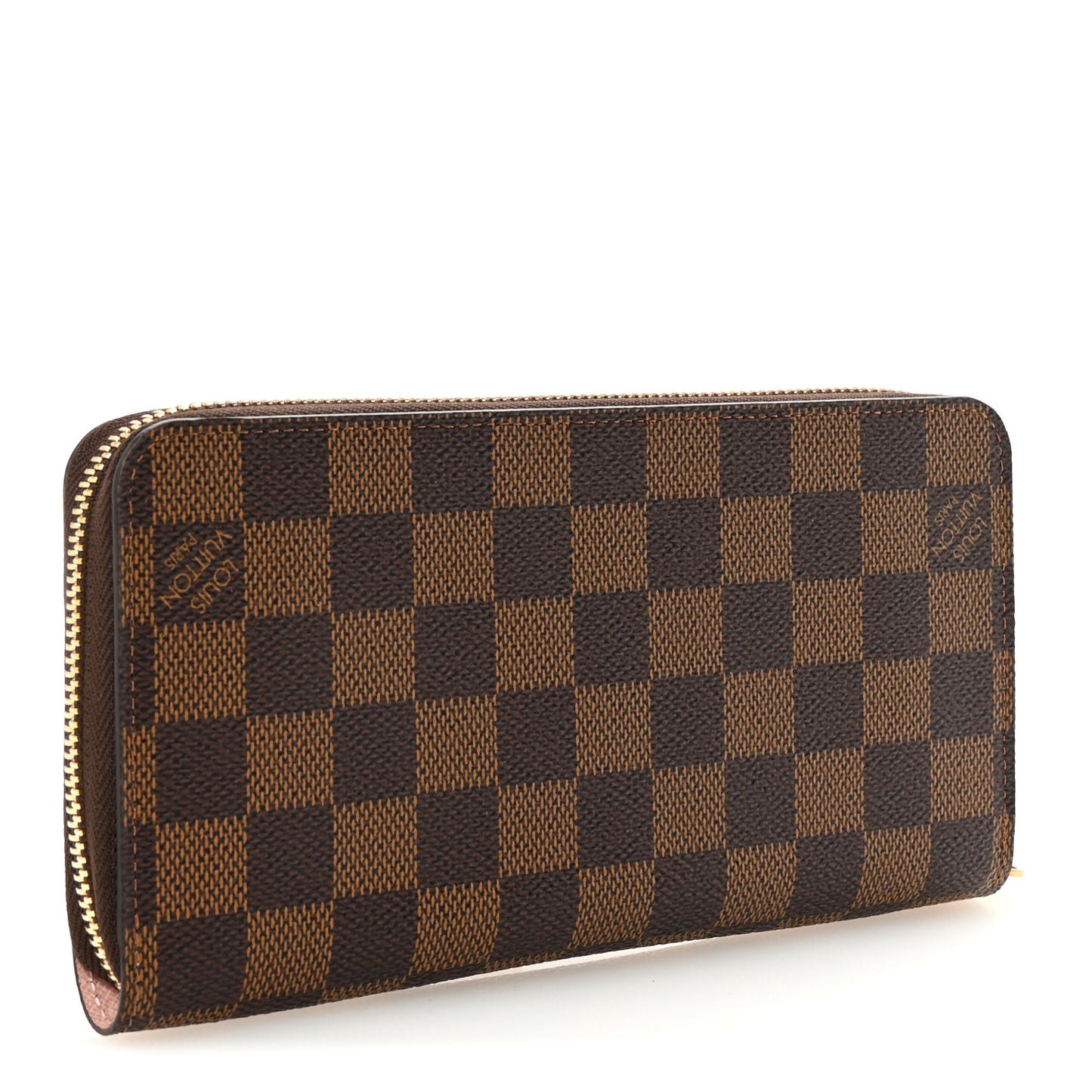 Damier Ebene Zippy Wallet Rose Ballerine