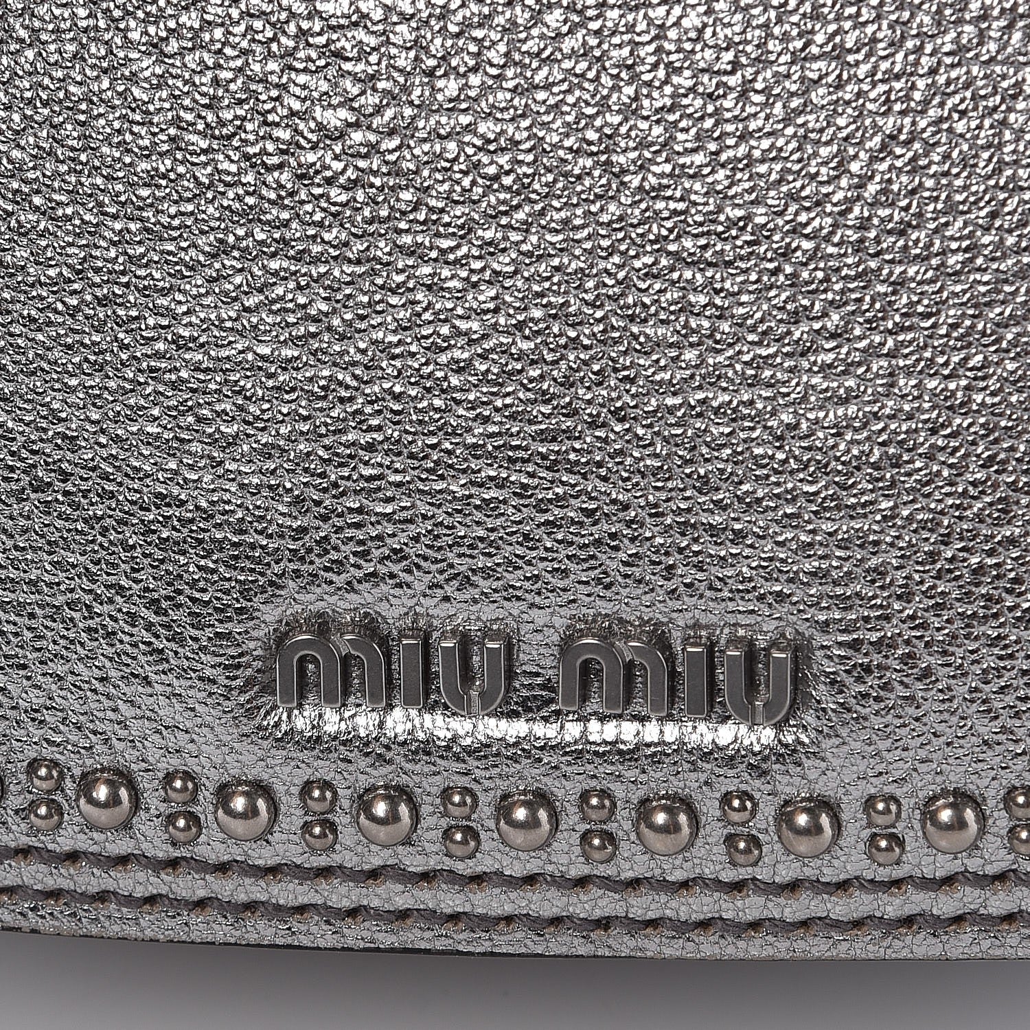Miu Miu Metallic Goatskin Madras Stud Embellished Buckle Dahlia Shoulder Bag Chrome 8 of 8