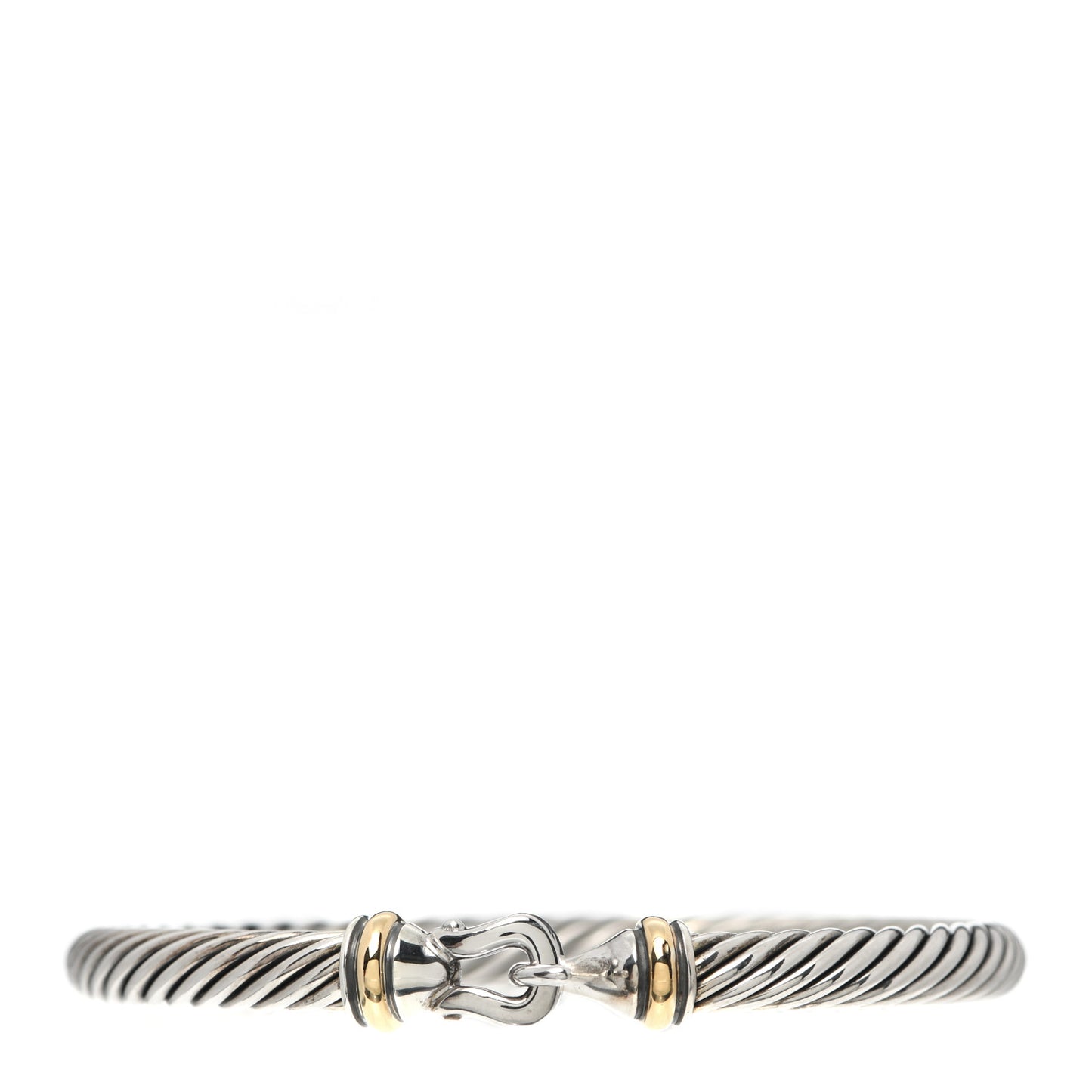 Sterling Silver 18K Yellow Gold 5mm Cable Classic Buckle Bracelet