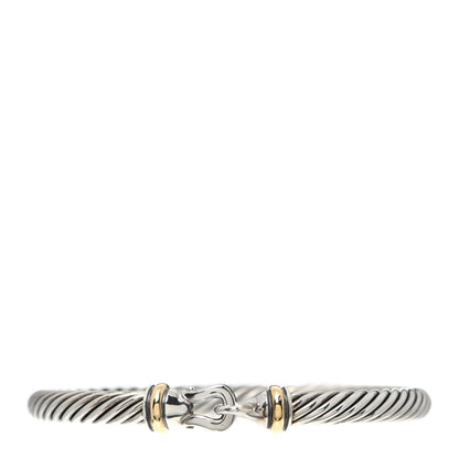 David Yurman Sterling Silver 18K Yellow Gold 5mm Cable Classic Buckle Bracelet 1 of 4