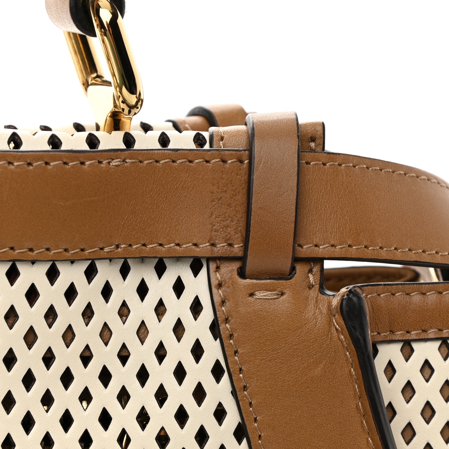 Fendi Calfskin Lambskin Perforated Medium Peekaboo Iconic Satchel White 10 of 10