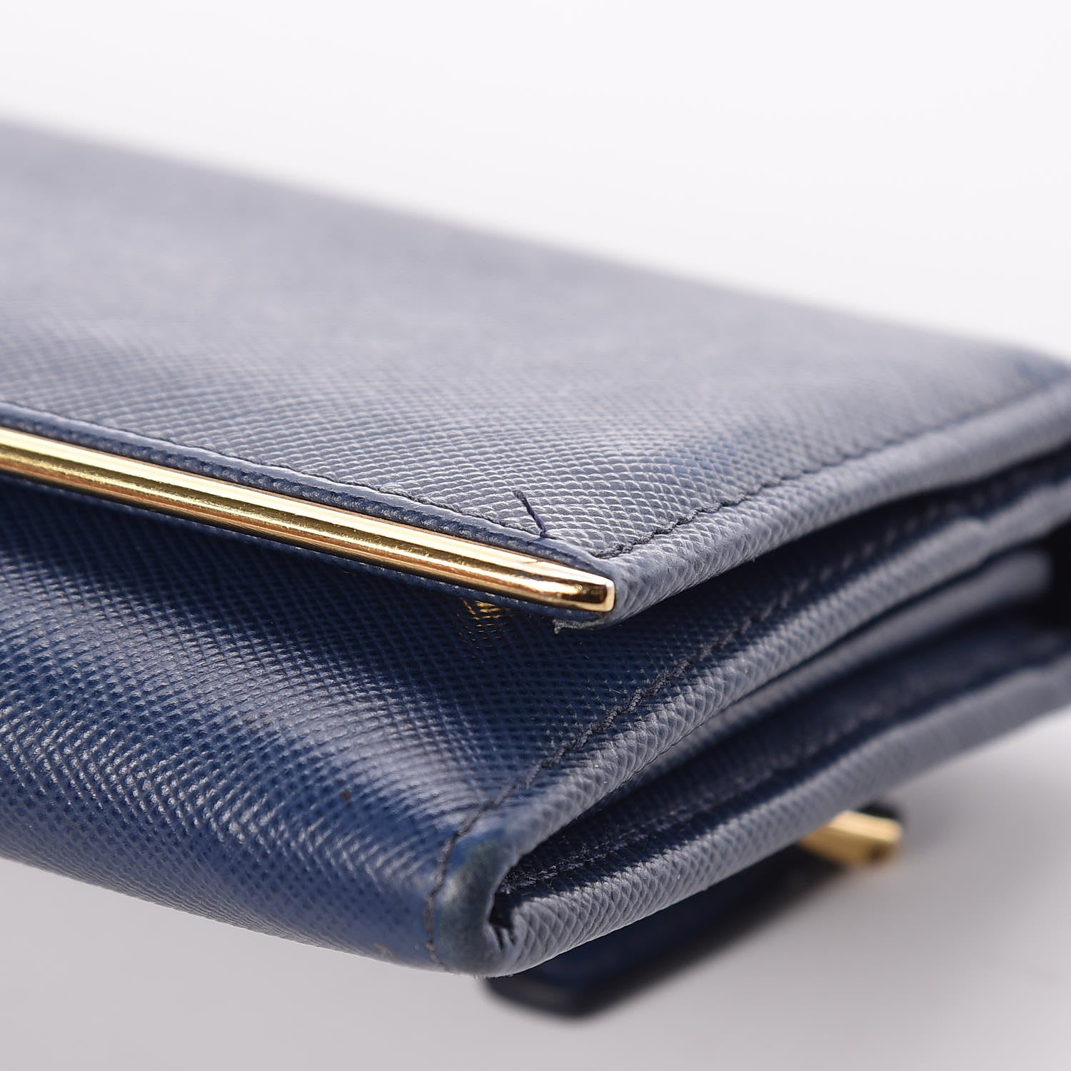 Prada Saffiano Metal Bar Continental Flap Wallet Bleuette 9 of 10