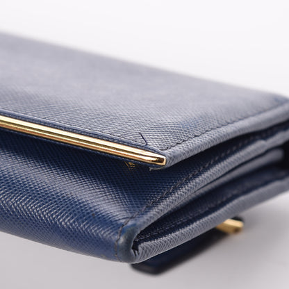Prada Saffiano Metal Bar Continental Flap Wallet Bleuette 9 of 10