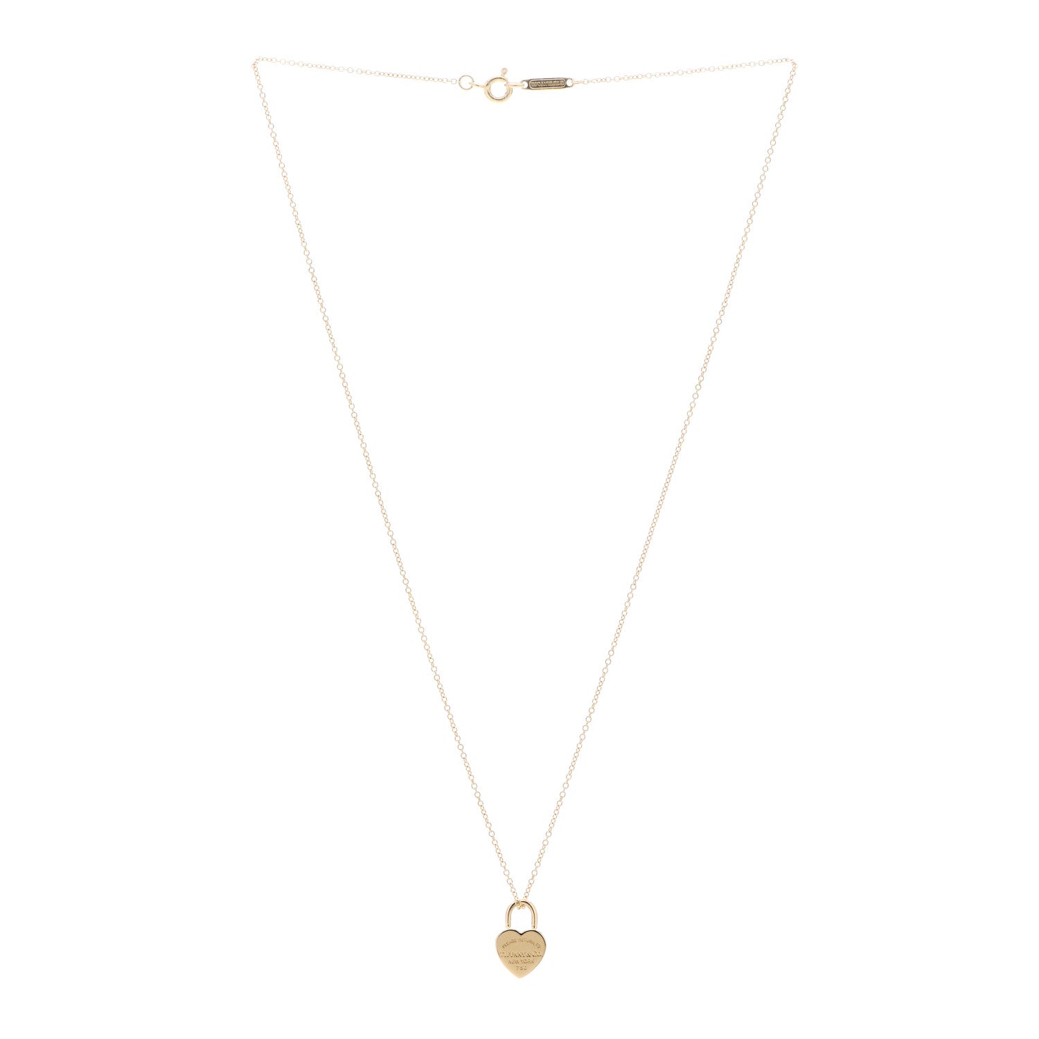 Tiffany 18K Yellow Gold Return to Tiffany Heart Lock Pendant Necklace 3 of 5