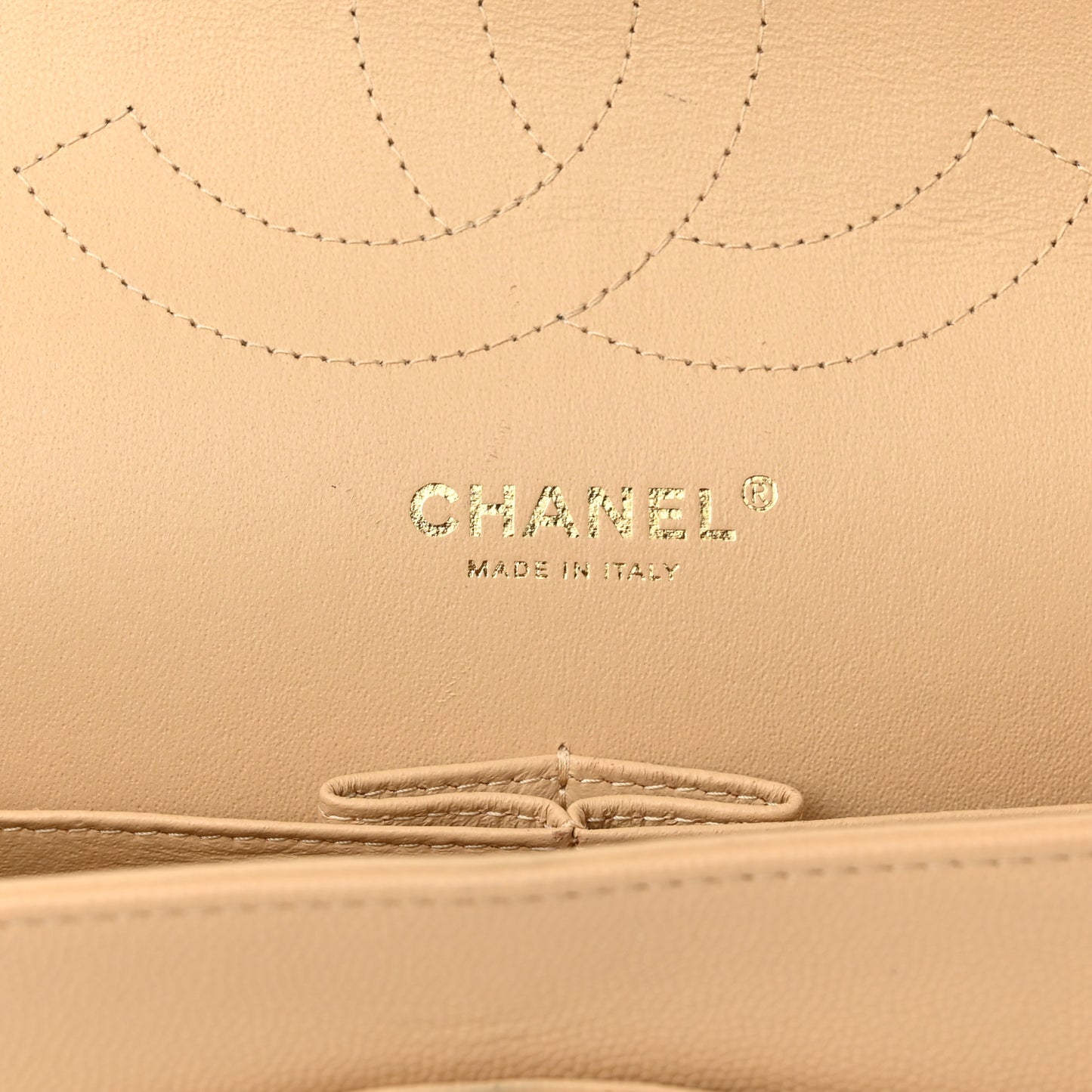 Caviar Quilted Jumbo Double Flap Light Beige