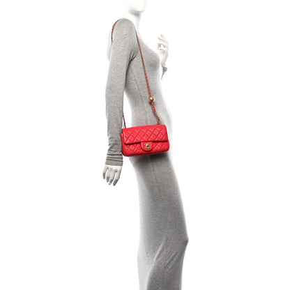 Chanel Lambskin Quilted Mini Rectangular Pearl Crush Flap Red 2 of 10