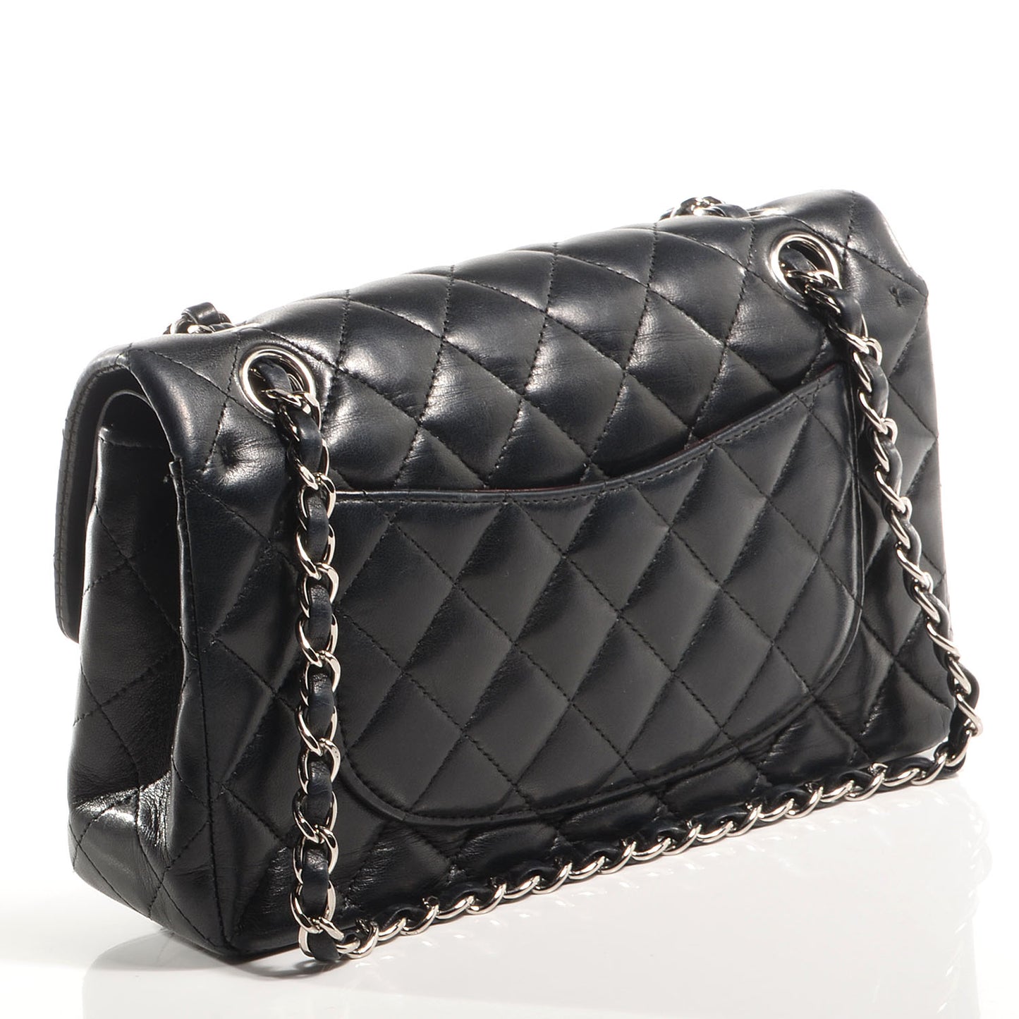 Lambskin Quilted Small Double Flap Black