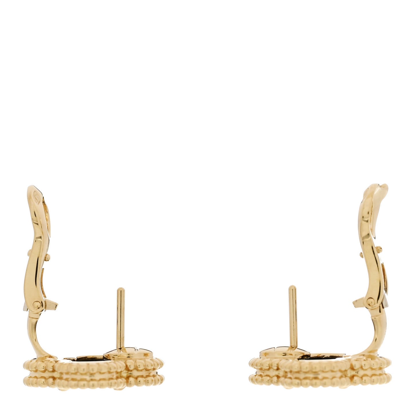 18K Yellow Gold Black Onyx Vintage Alhambra Earrings