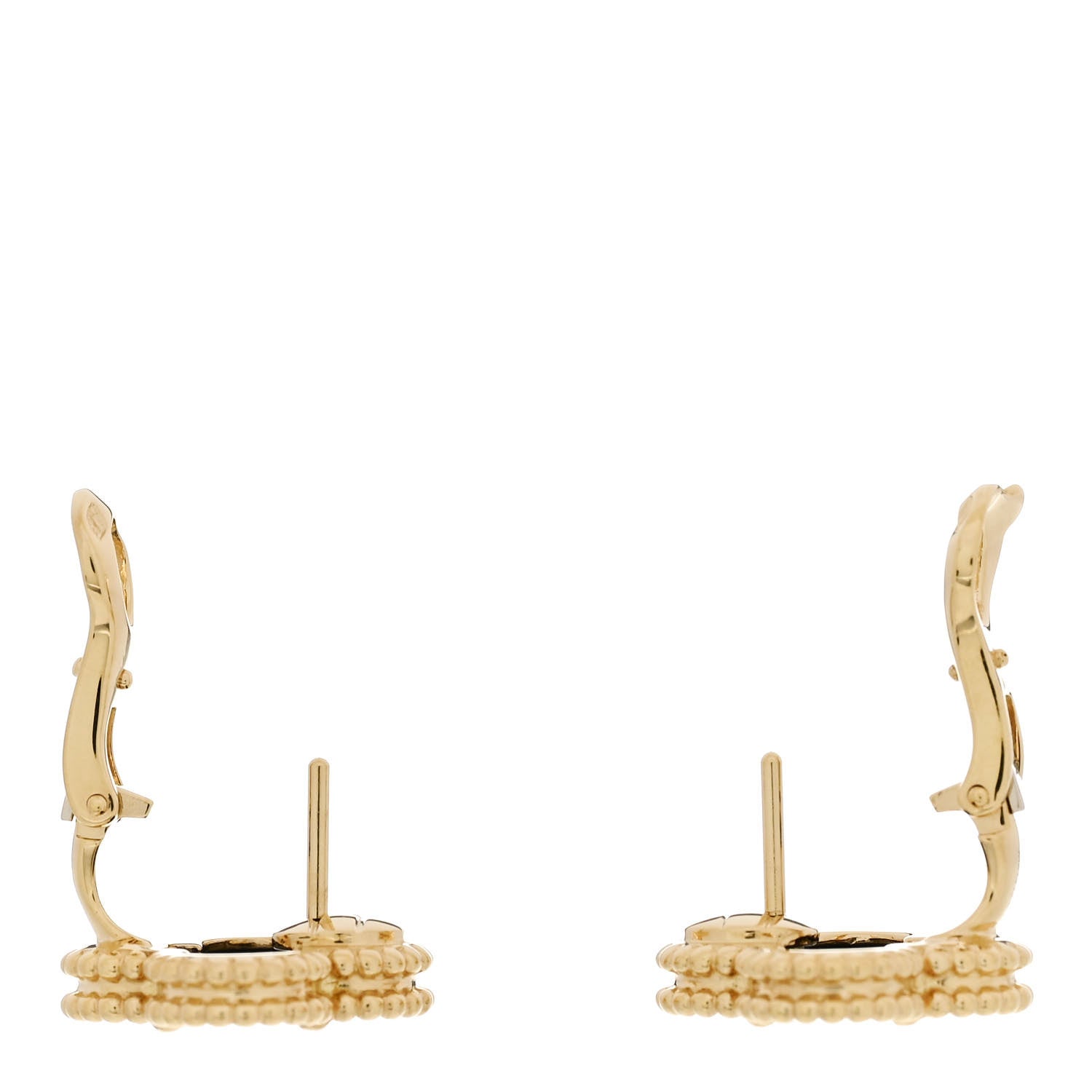 Van Cleef & Arpels 18K Yellow Gold Black Onyx Vintage Alhambra Earrings 3 of 5