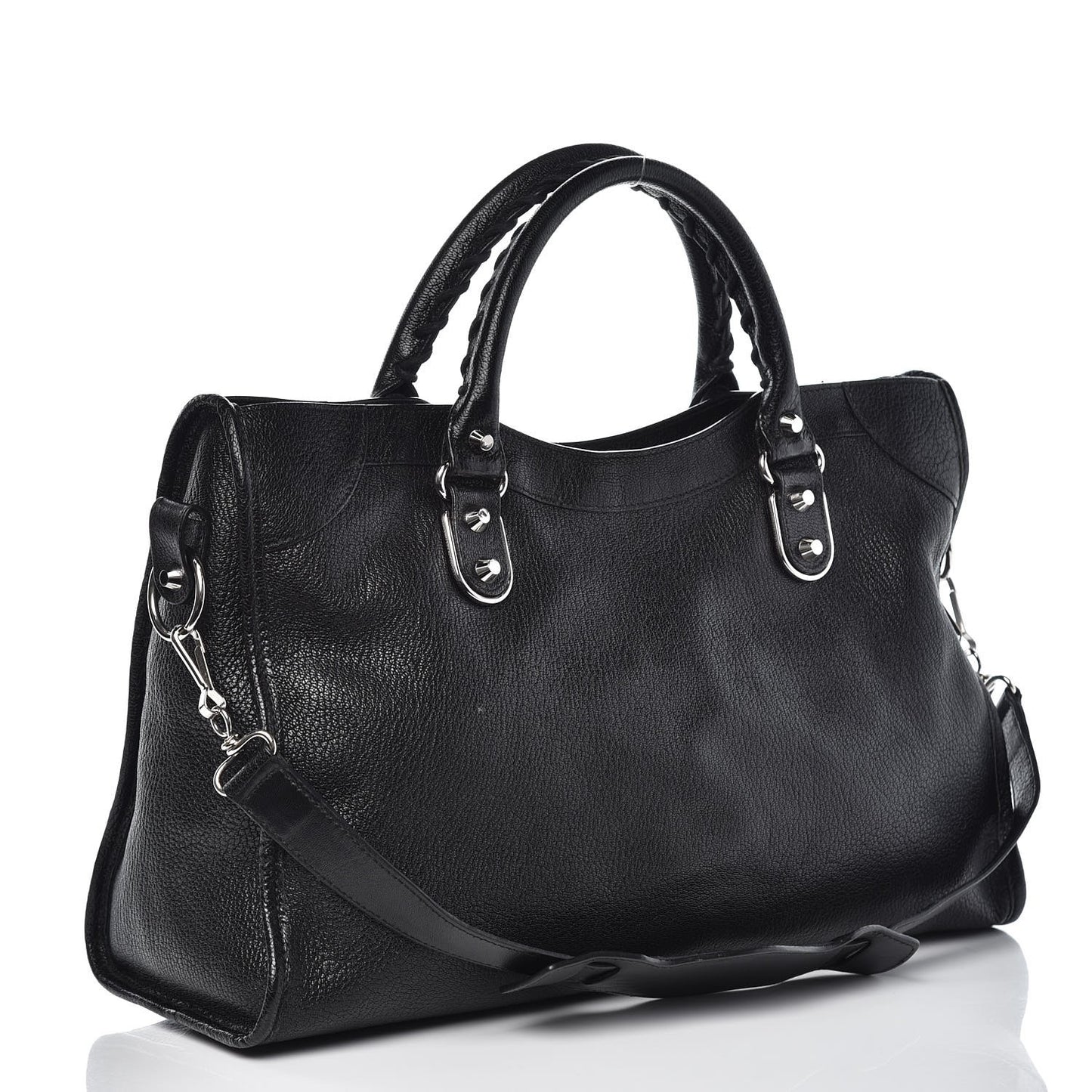 Chevre Silver Metallic Edge Hardware City Black