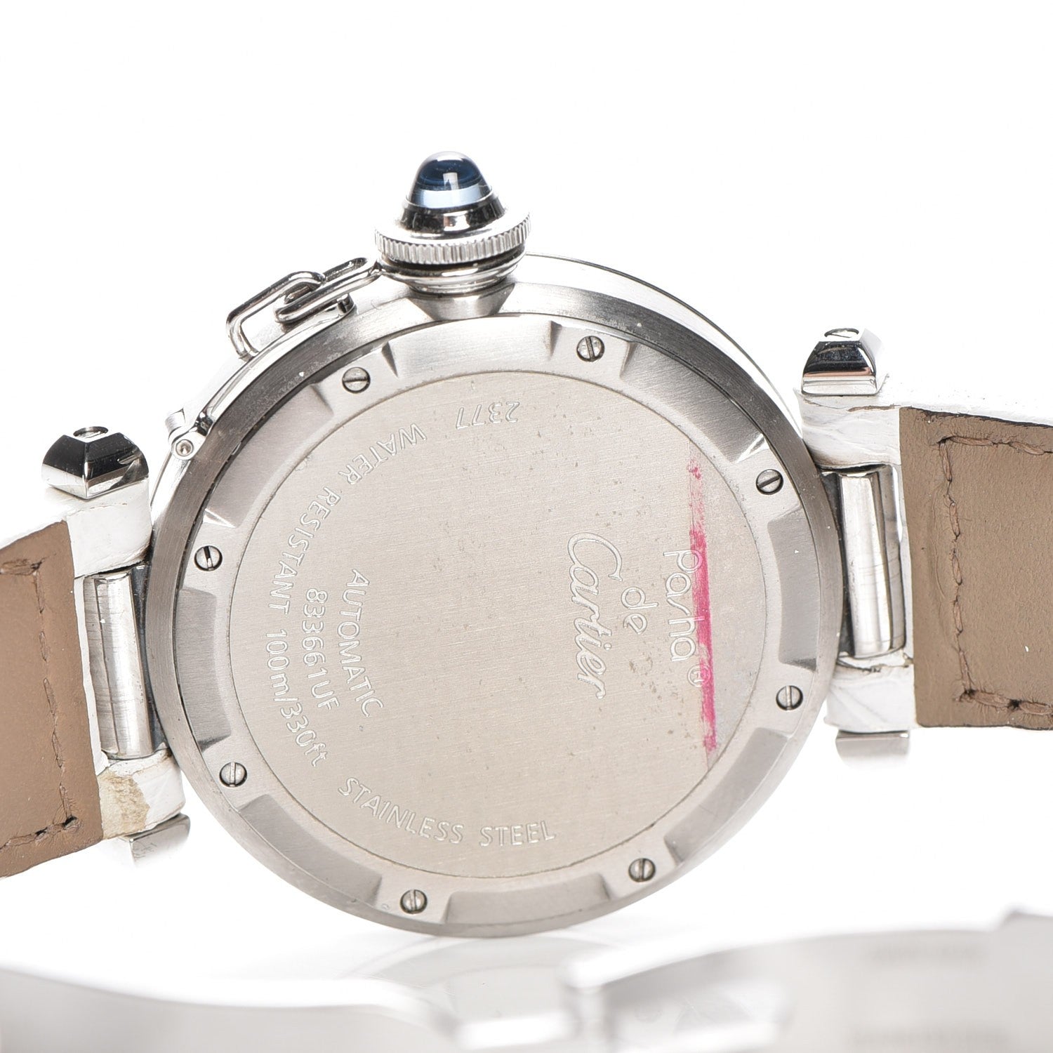 Cartier Stainless Steel Alligator Mother of Pearl 35mm Pasha C Automatic Watch 8 of 13