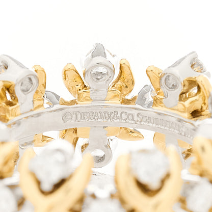 Tiffany Platinum 18K Yellow Gold Diamond Schlumberger Lynn Ring 49 5 6 of 8