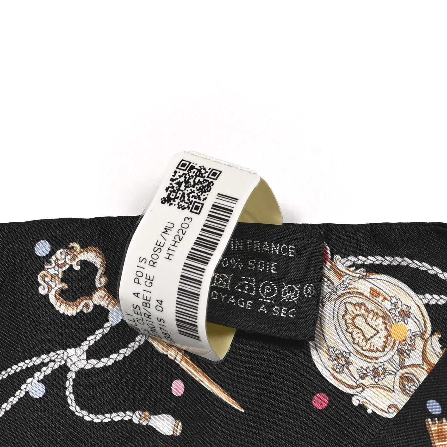 Hermes Silk Les Cles A Pois Twilly Black Beige Rose Multicolor 4 of 4