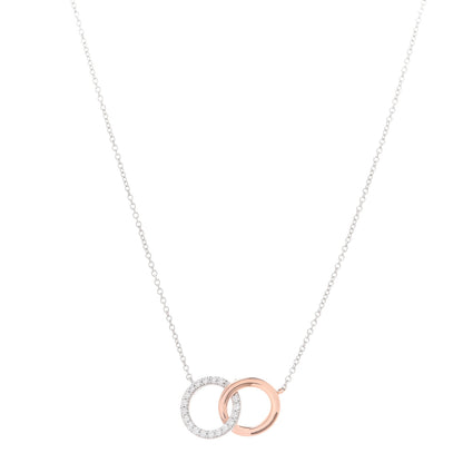 Tiffany 18K White Rose Gold Diamond Double Interlocking Circles Pendant Necklace 1 of 7