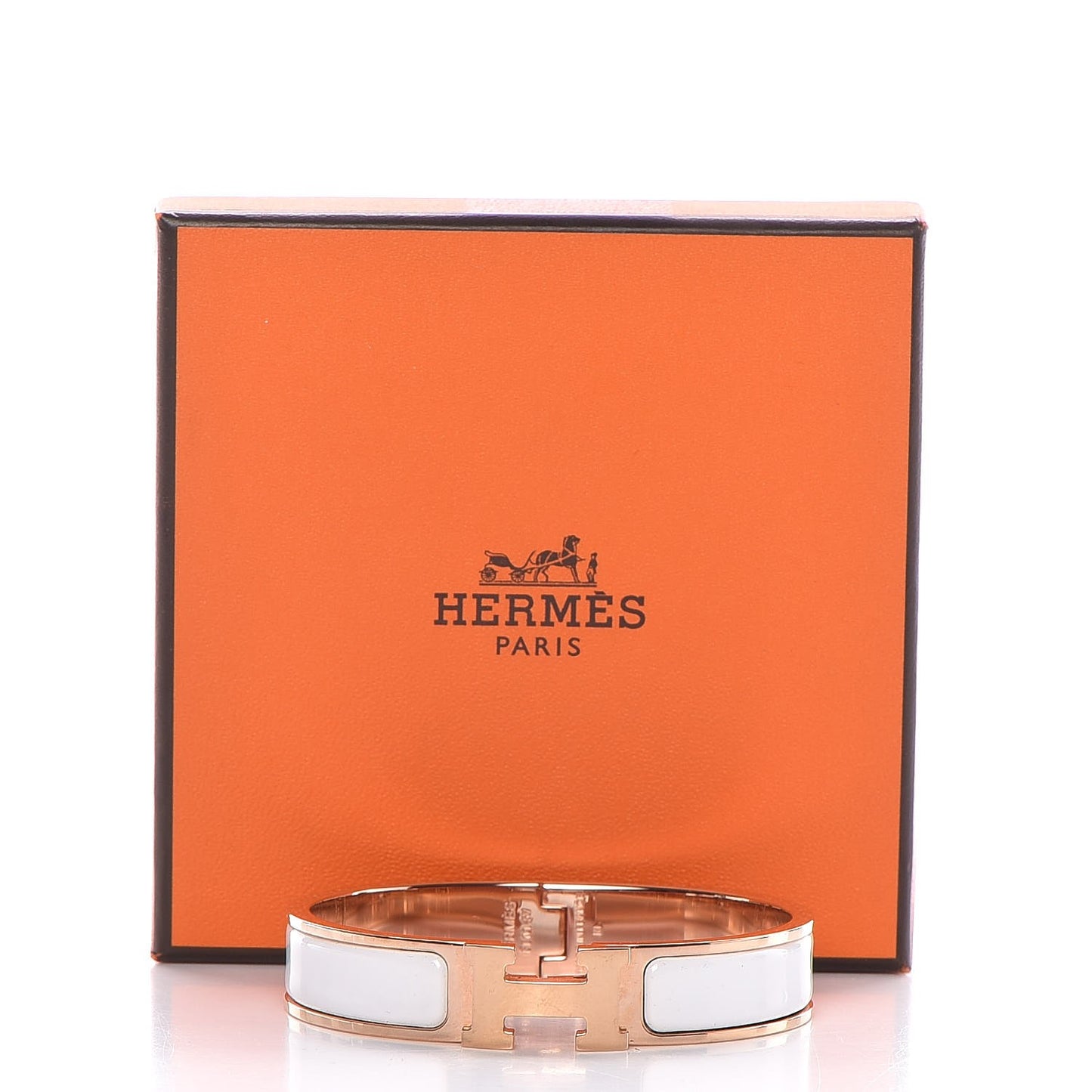 Enamel Narrow Clic Clac H Bracelet PM White
