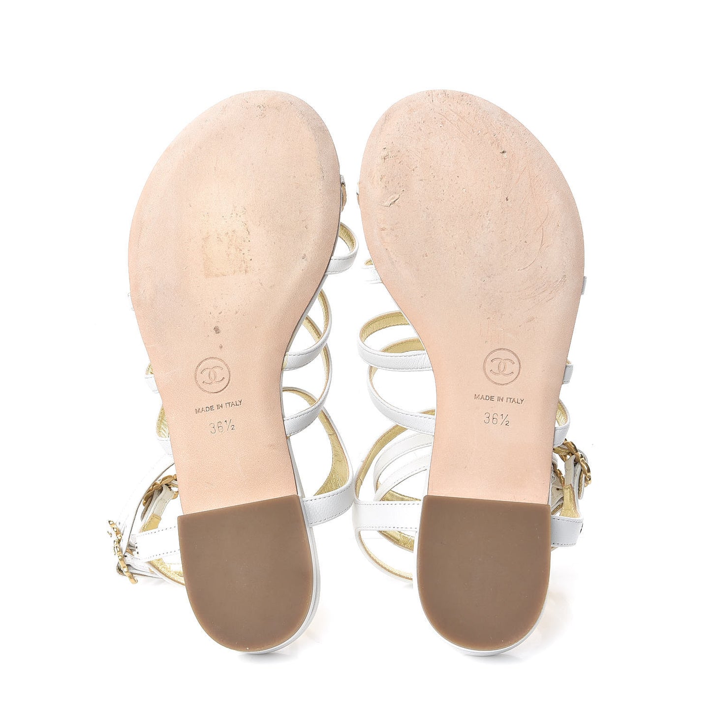 Lambskin Gripoix Flat Sandals 36.5 White