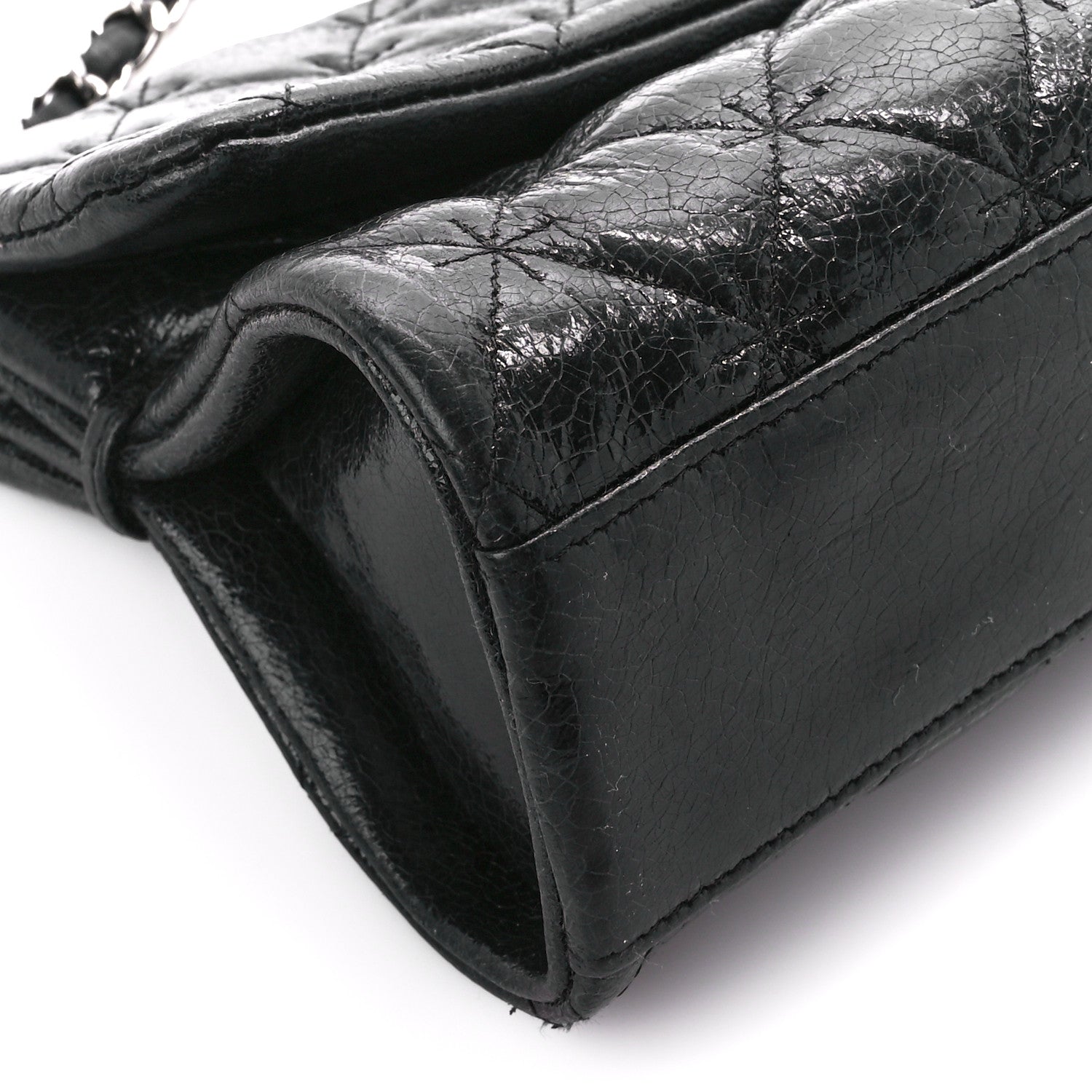 Chanel Glazed Crackled Calfskin Mademoiselle Flap Black 9 of 10