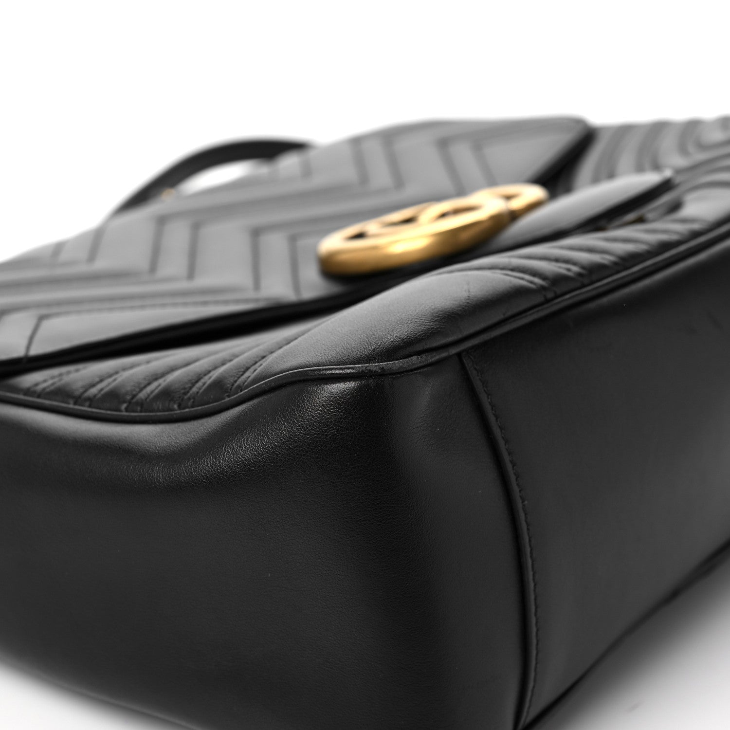 Gucci Calfskin Matelasse Large GG Marmont Shoulder Bag Black 11 of 12