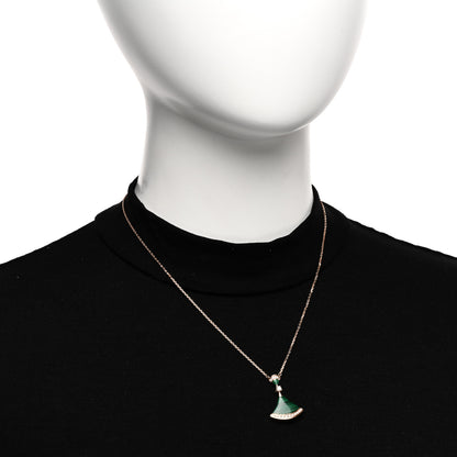 Bulgari 18K Rose Gold Diamond Malachite Divas' Dream Pendant Necklace 2 of 5