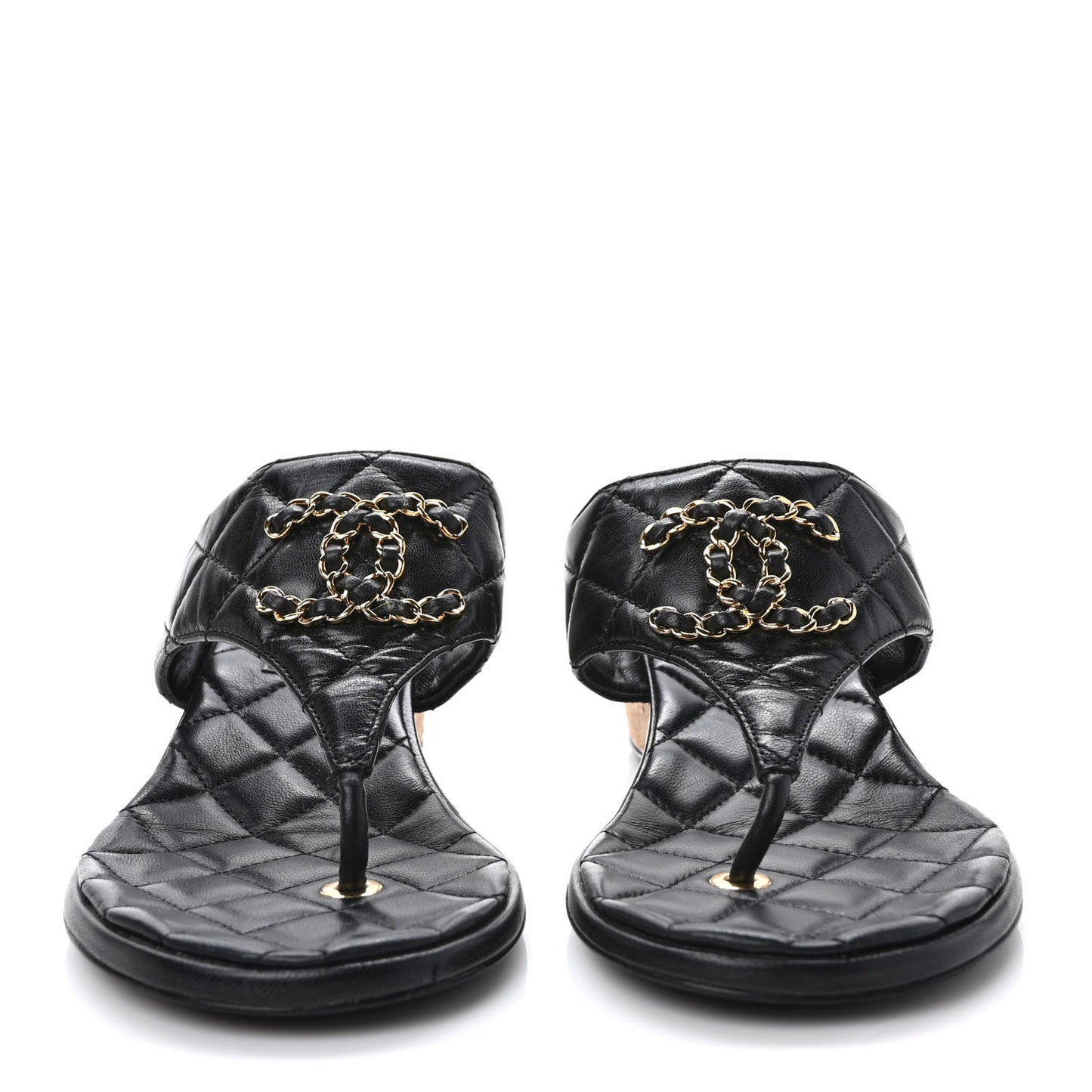 Goatskin Cork CC Wedge Sandals 36 Black