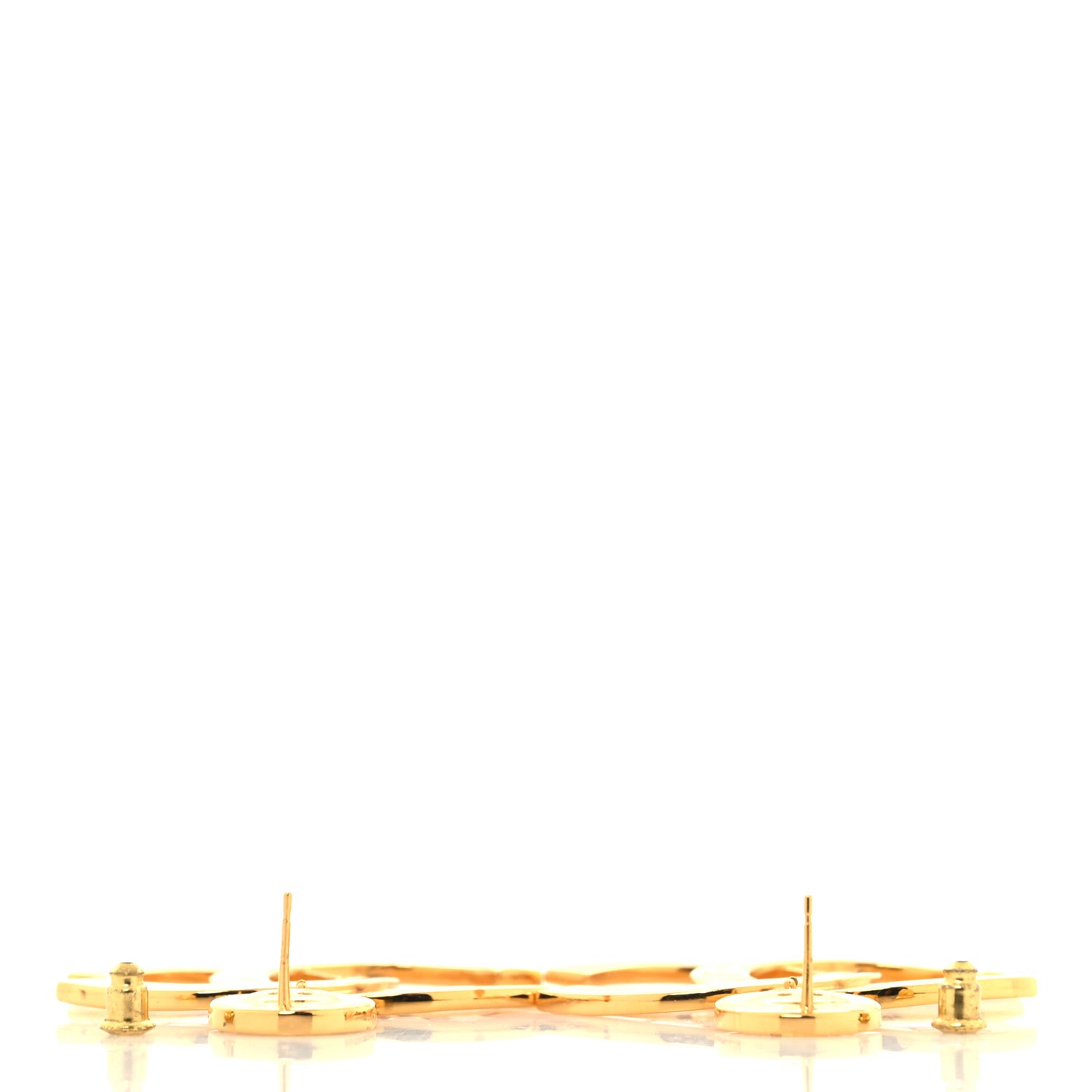 Chanel Metal Large Paris Button Earrings Gold 3 of 5