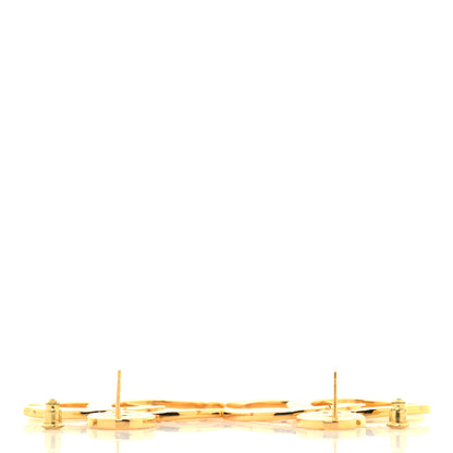 Chanel Metal Large Paris Button Earrings Gold 3 of 5