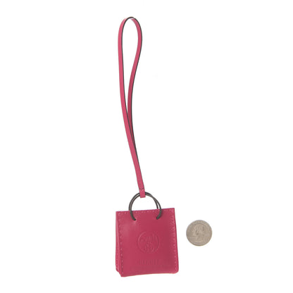 Hermes Milo Lambskin Swift Shopping Bag Charm Rose Mexico 2 of 4