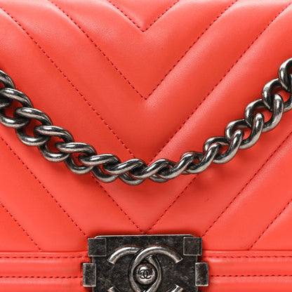 Chanel Calfskin Chevron Quilted Medium Boy Flap Coral 8 of 10