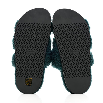 Hermes Woolskin Womens Chypre Sandals 38 Vert Anglais 5 of 10