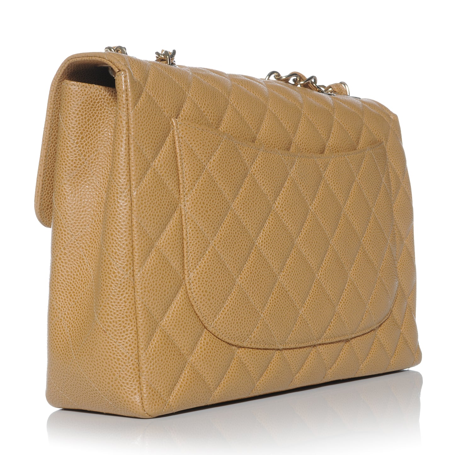 Caviar Jumbo Single Flap Beige