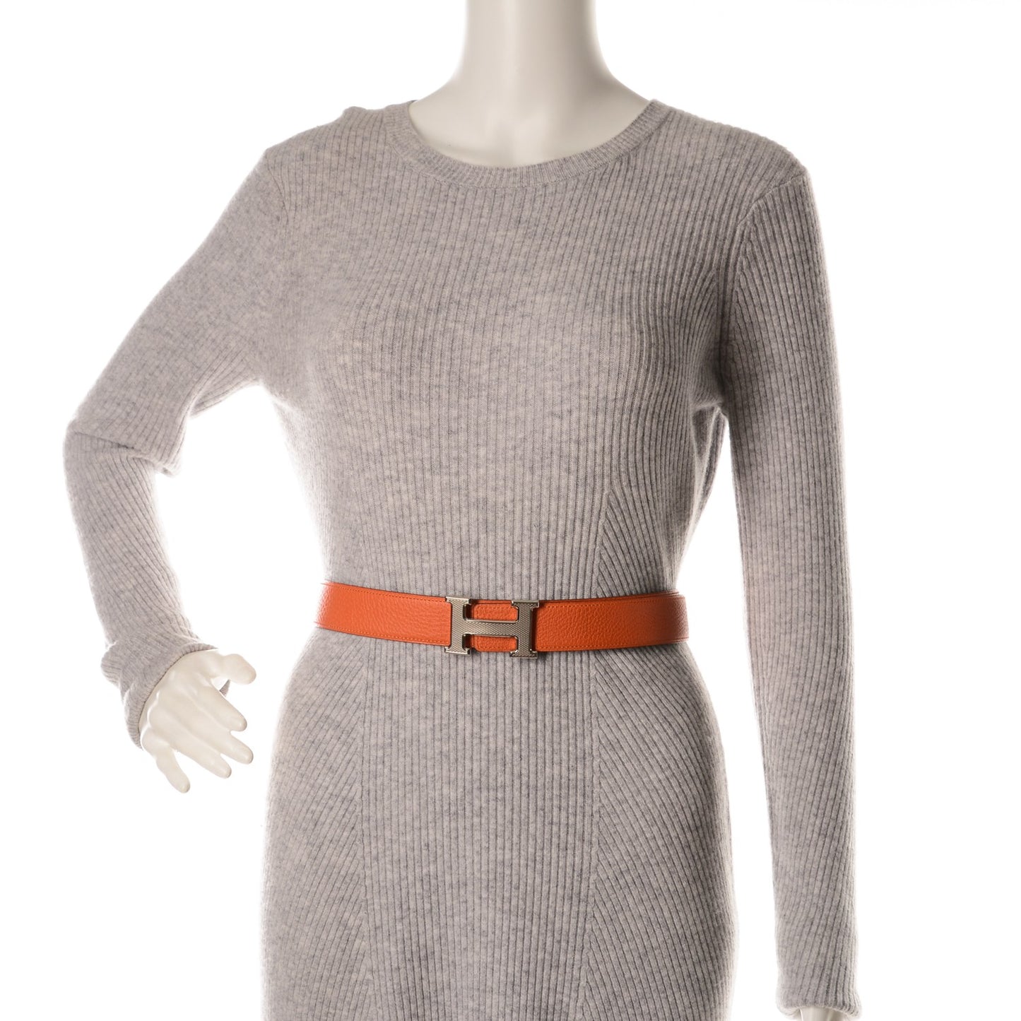 Togo Box 32mm Guilloche H Belt 80 Orange Black