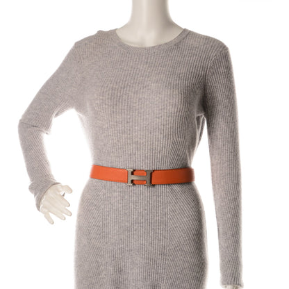 Hermes Togo Box 32mm Guilloche H Belt 80 Orange Black 2 of 9
