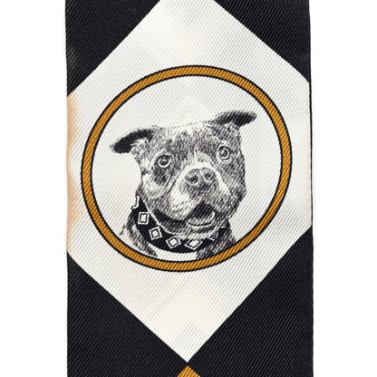 Hermes Silk Colliers Et Chiens Twilly Black Gold White 5 of 5