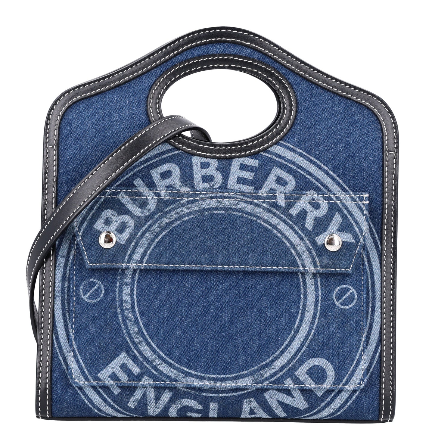 Denim Smooth Calfskin Mini Pocket Bag Blue