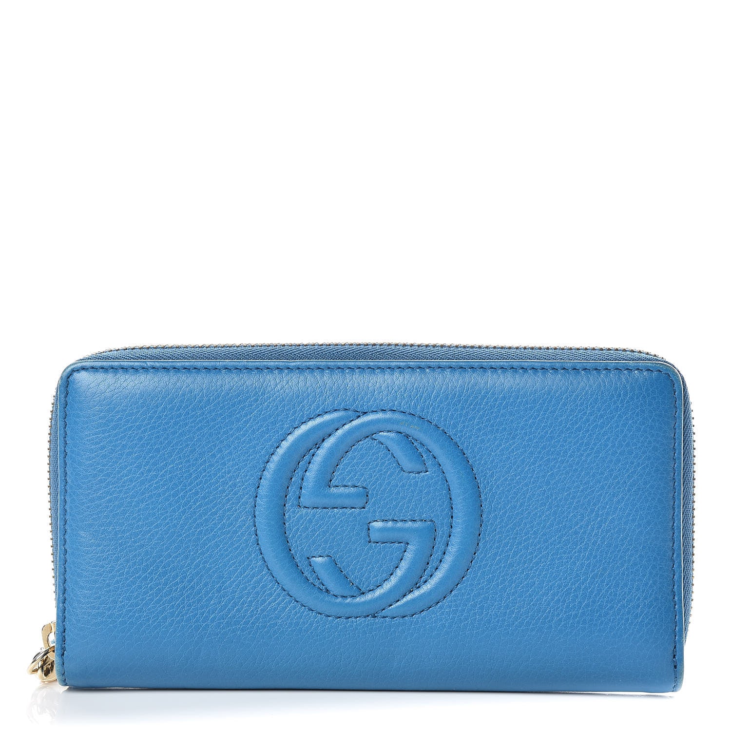 Gucci Pebbled Calfskin Soho Zip Around Wallet Turquoise 1 of 10