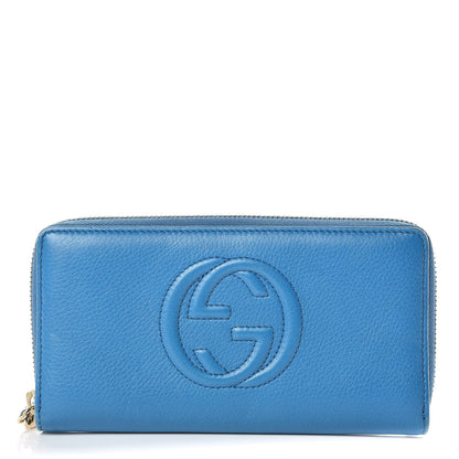 Gucci Pebbled Calfskin Soho Zip Around Wallet Turquoise 1 of 10