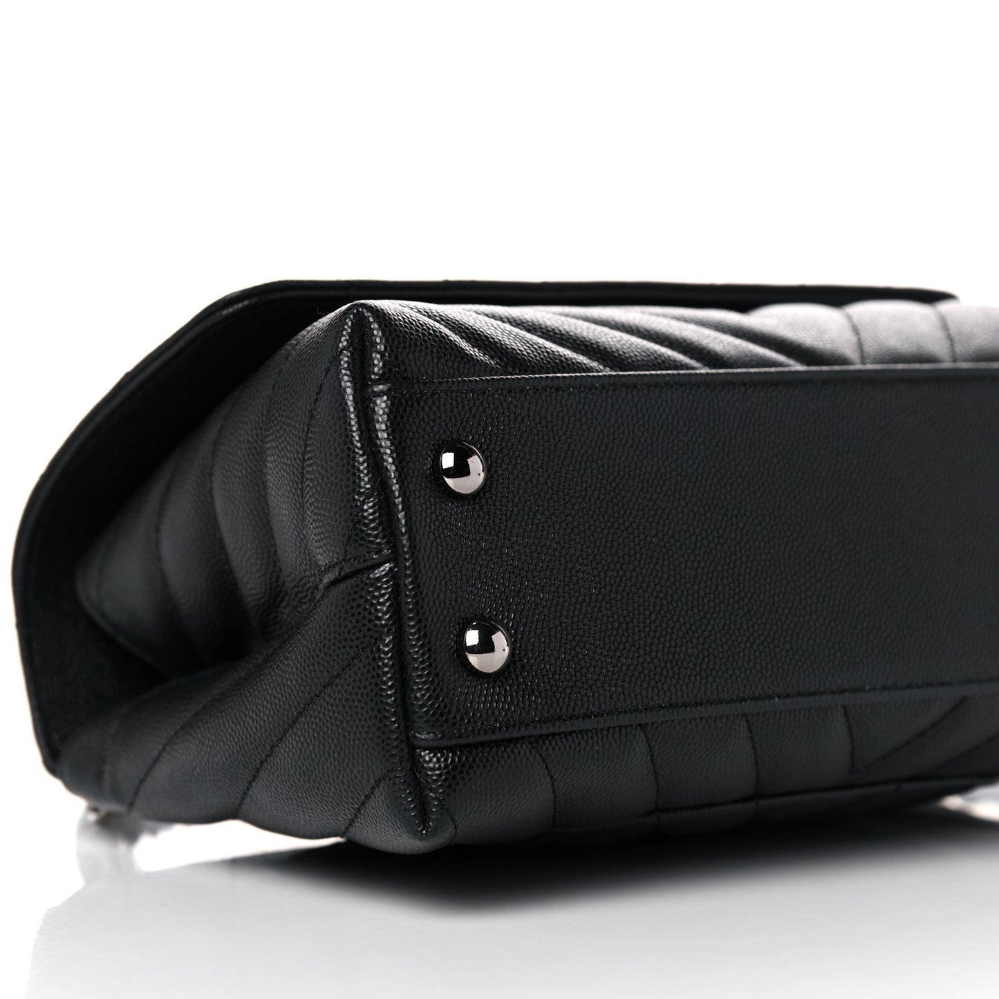 Caviar Chevron Quilted Mini Coco Handle Flap Black
