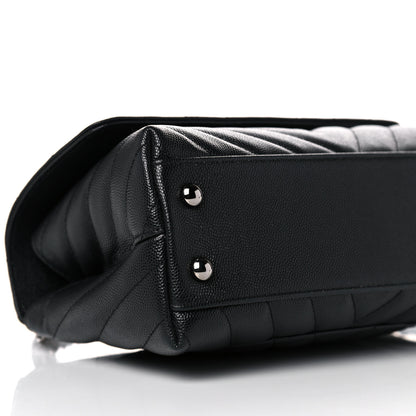 Chanel Caviar Chevron Quilted Mini Coco Handle Flap Black 5 of 9