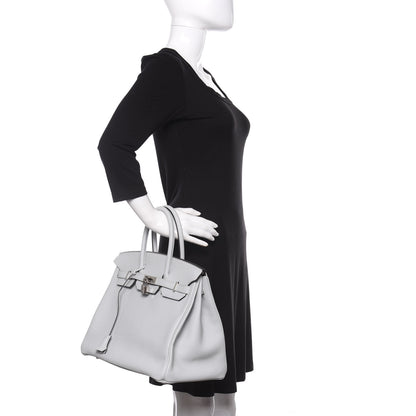 Hermes Taurillon Clemence Birkin 35 Bleu Pale 2 of 11