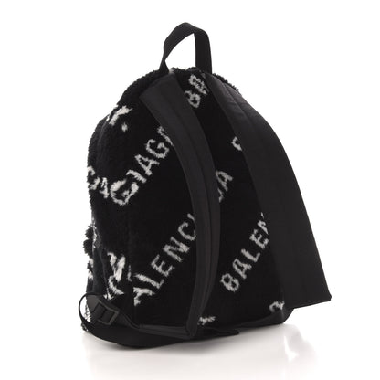 Balenciaga Faux Fur Diagonal Logo Small Everyday Backpack Black White 2 of 9