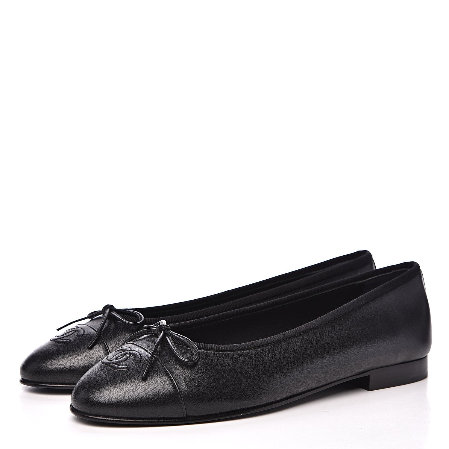 Chanel Lambskin Cap Toe Ballerina Flats 40 Black 3 of 9