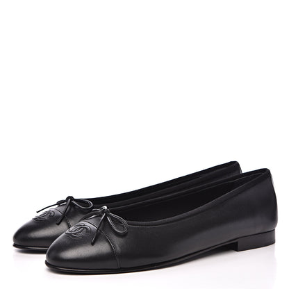 Chanel Lambskin Cap Toe Ballerina Flats 40 Black 3 of 9
